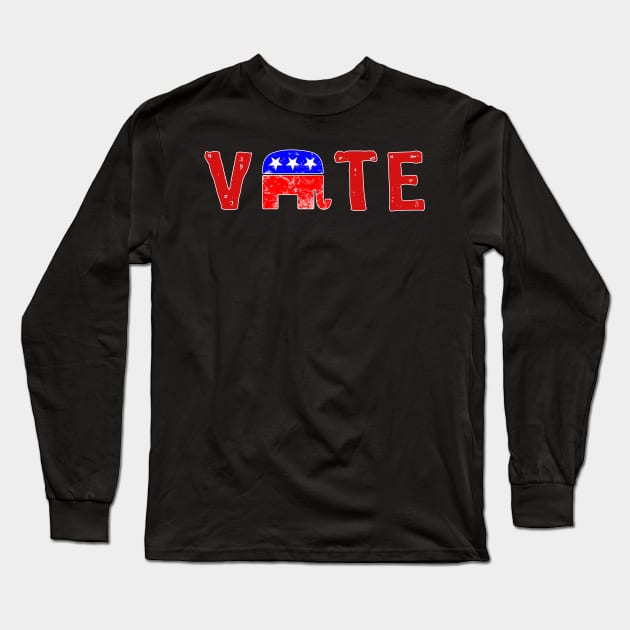 Republican Vote Vintage Elephant Long Sleeve T-Shirt by Scar